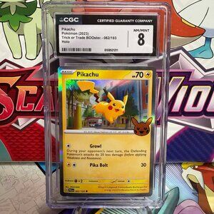 Pokemon Pikachu 062/193 Holo - Trick or Trade BOOster - CGC 8
